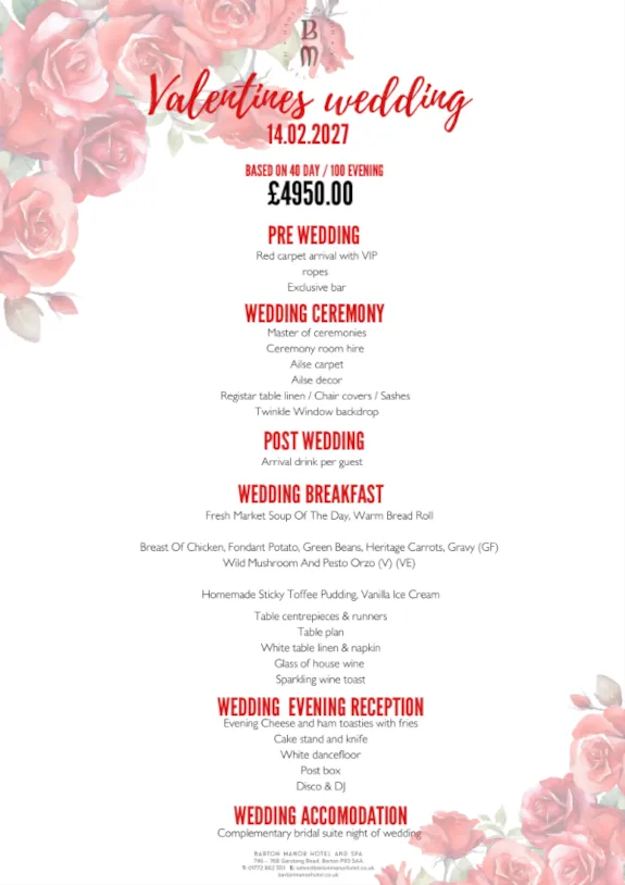 Valentine Wedding Offer Valentine Wedding Offer